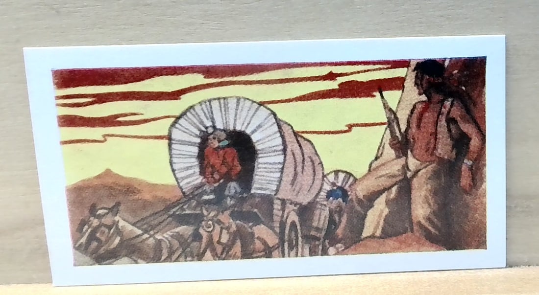 1950s Sweetule Cigarette card The Wild West Wagon Trains: A nice Original collectible Trade card, ad to your collection, grade it or start your card collections here with us! Many Tobacco , tea and trade cards being listed daily in this current auction. We g