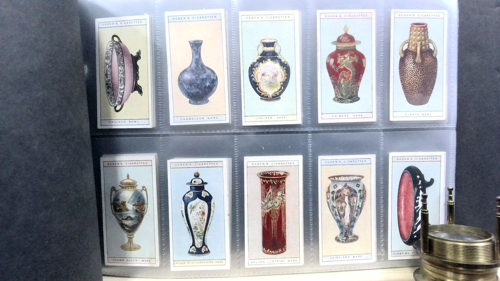 Tobacco cards set 1925 Ogdens Modern British Pottery "a" Series 50 cards: Complete Original Tobacco cards set well preserved in tobacco cards top load protector plastic sheet sleeves. Items being added daily to our current auction. Please continue to check back for more gre