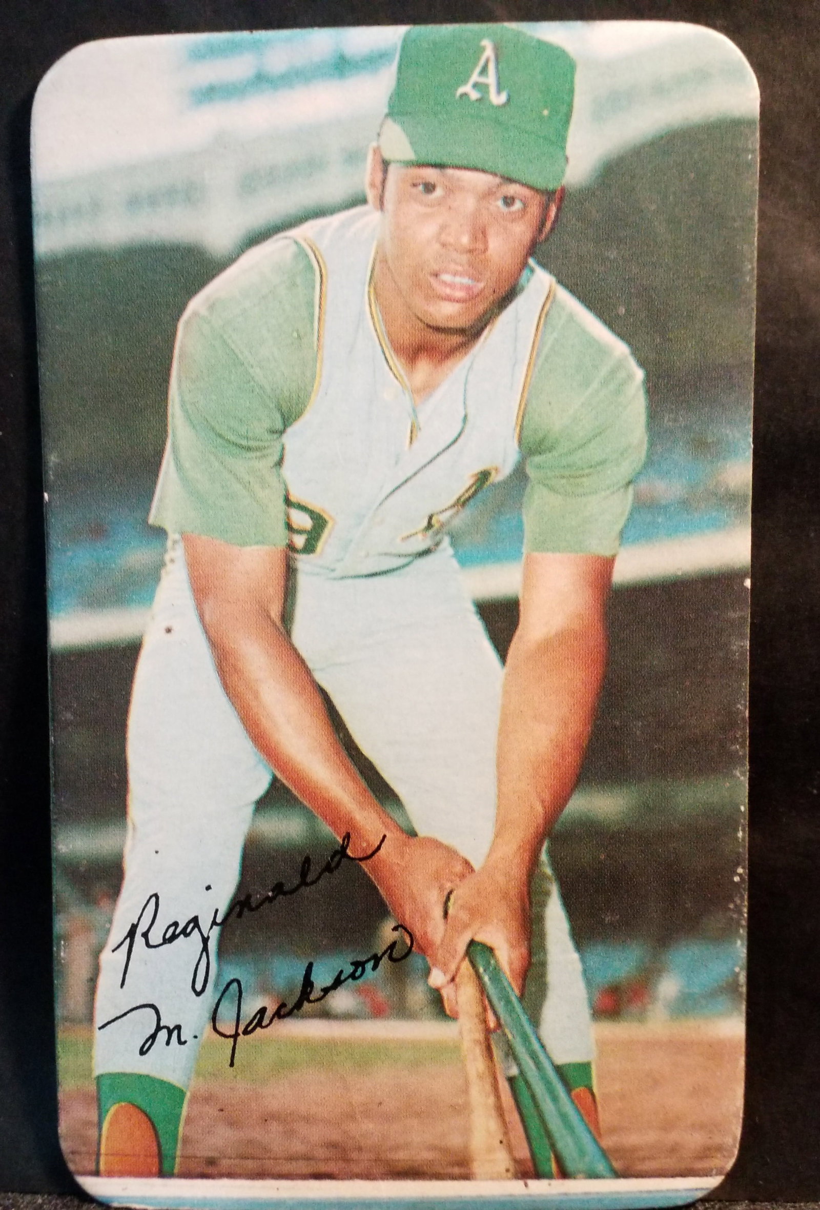 Scarce Reggie Jackson Topps #28 Oversize 1970 Card: Some limited rear surface wear, Antiquarian Legacy Galleries- One of the World's foremost Sellers of World Tobacco cards, 1,000,000s Sold! Many Tobacco , trade, tea, cards added daily to our current s