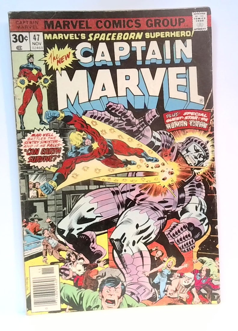 Captain Marvel #47 Marvel 1976  Human Torch appearance Bronze age VG-VG+ (1 of 6)