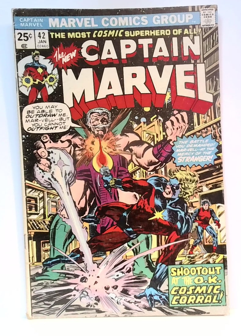 Marvel Comic: Captain Marvel #42 (1976) Shootout O K Cosmic Corral Vg-VG+ (1 of 5)