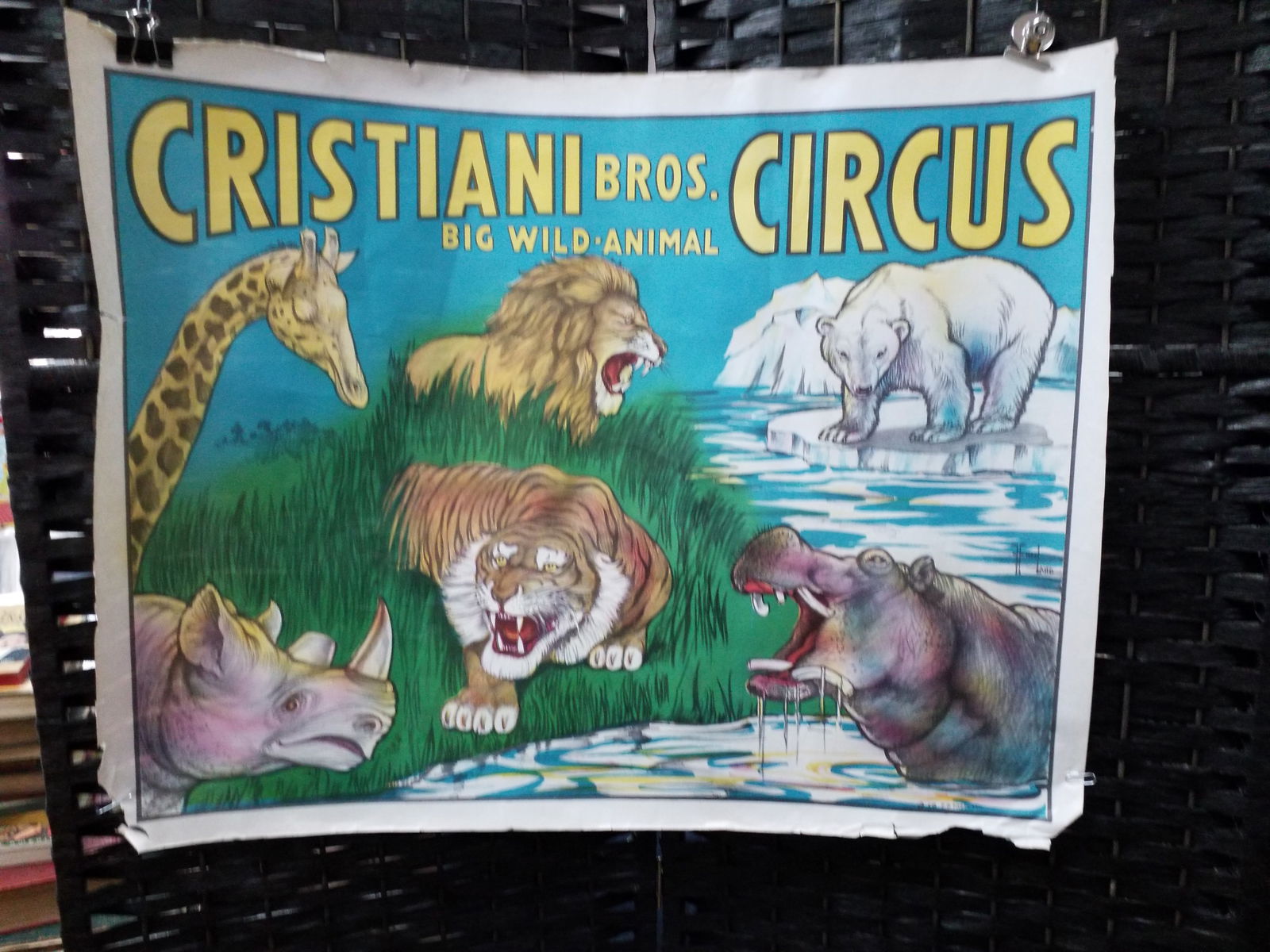 Rare Cristiani & Bros. Big Wild Animal Circus Poster 1958 (1 of 1)