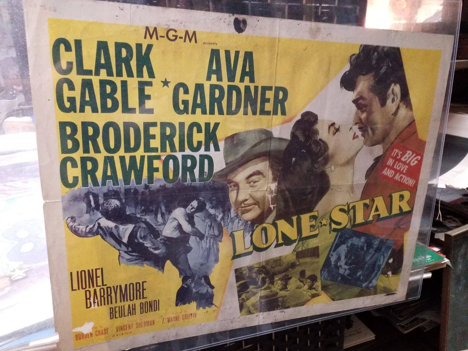 1951 Originial MGM Hollywood Poster Clark Gable Lone Star (1 of 3)
