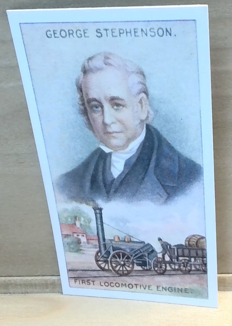 1929 Original Spinet House R J Hill Tobacco card George Stephenson VG+: Part of the original 1929 RJ Hill Spinet House Series, Scientific inventions and discoveries series, an unusual card great for grading ,or for collecting or reselling. Many original tobacco cards, set