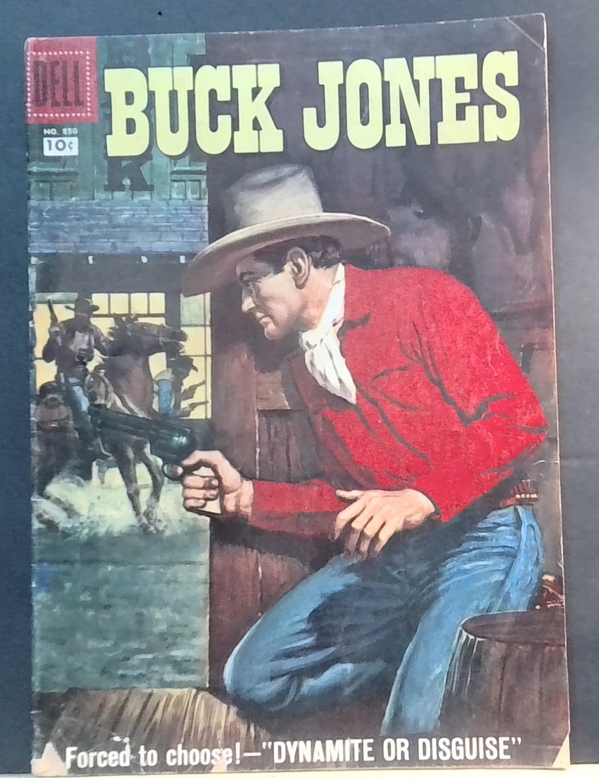 BUCK JONES Four Color #850 1957 Dell Comic Western Movie Cowboy VG-VG+ (1 of 8)