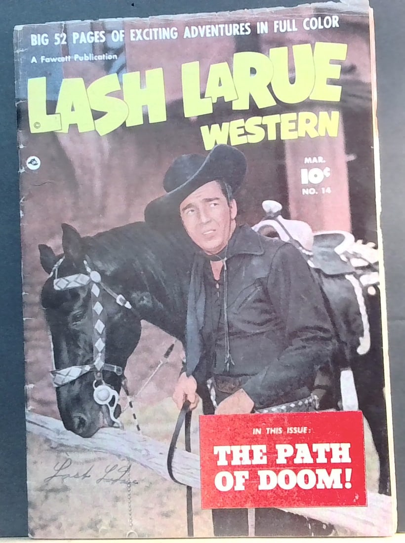 Fawcett - LASH LARUE WESTERN 1949-54 #14 - VG-VG+ Path of Doom Comic Book: All comics bagged and boarded. G-VG+ Please note we are not comic book graders. Please inspect picture(s). Many other comic books being added daily to our sale.