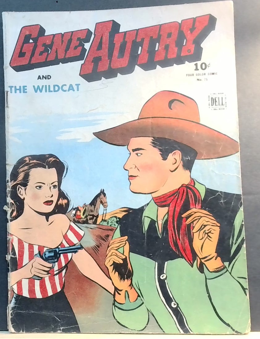 Gene Autry and the Wildcat FOUR COLOR 75 WESTERN Golden age DELL COMIC Vg-VG+ (1 of 10)