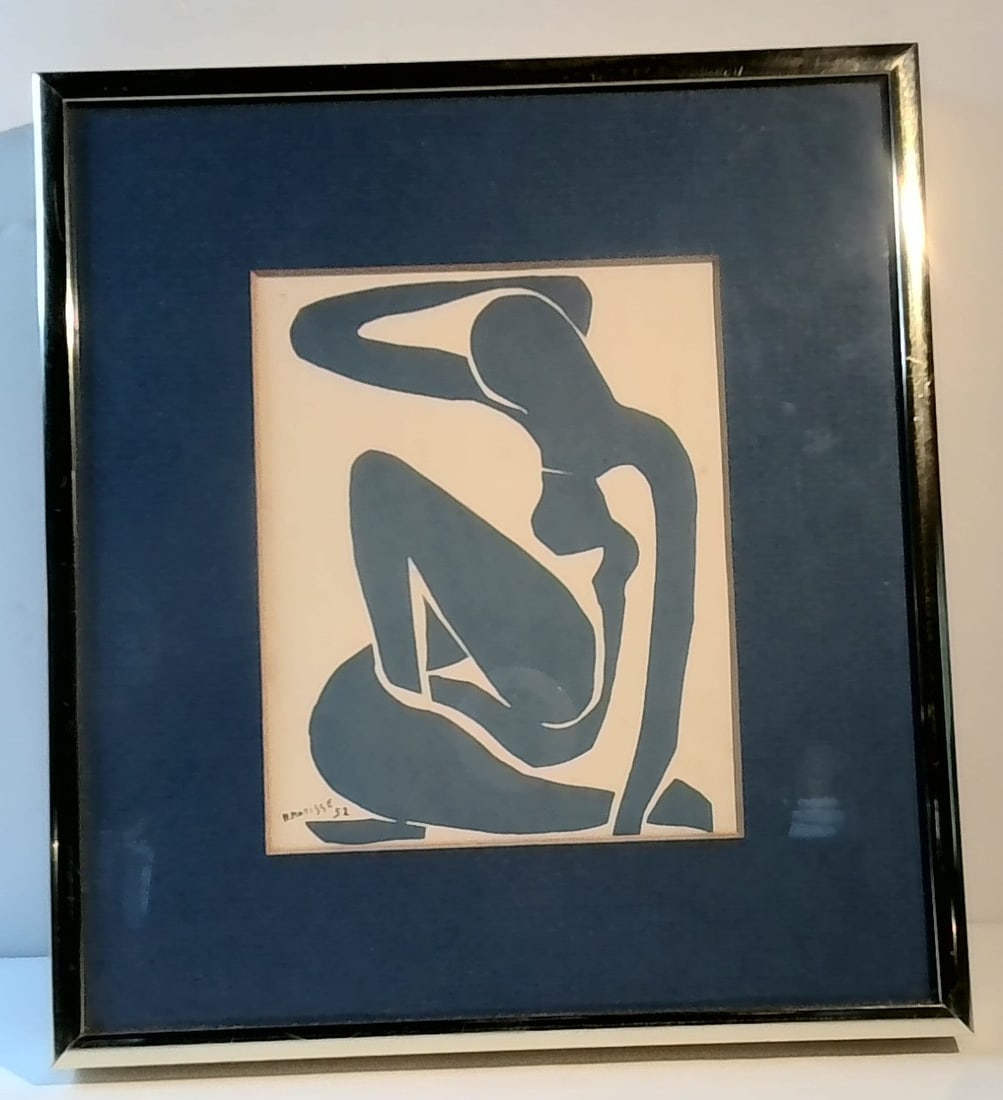 1952 Framed Henri Matisse Lithograph signed in plate: Believed to be signed in plate although no certificate available this piece has been therefore priced significantly less in start price than current comparable listings. Framed H. Matisse 1952 Nude Li