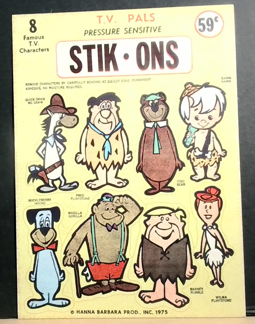 Cartoon TV pals The Flintstones Unused King Features 1975 sticker sheet (1 of 2)