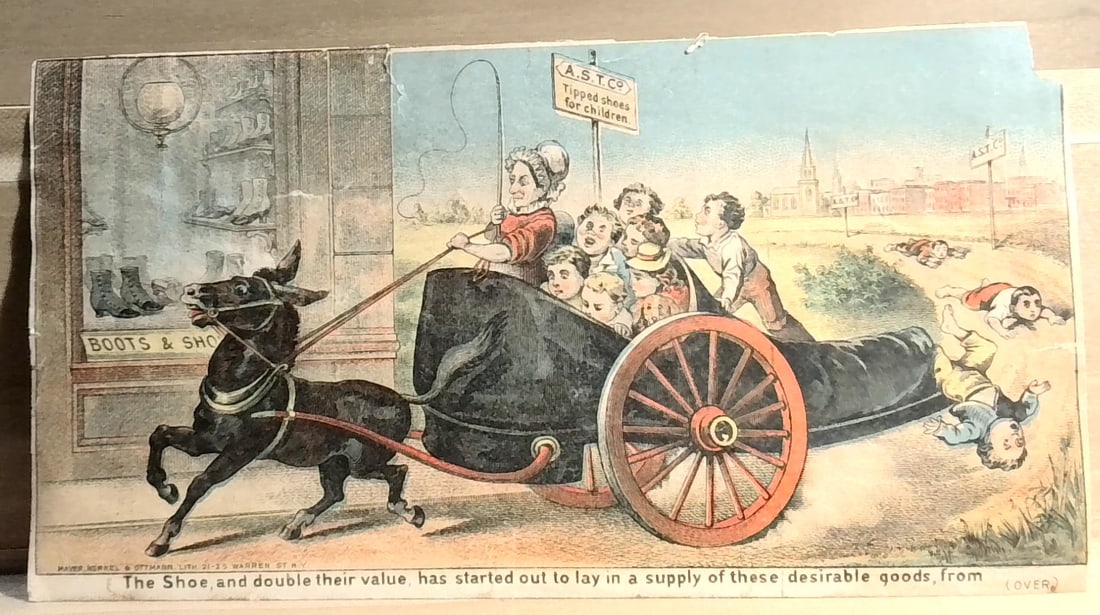 Shoe Leather Victorian era Advertising Trade card: Please view pictures below. for content and condition evaluation. Quality Items being added daily to this our current auction. Please continue to check back for latest arrivals to our sale!