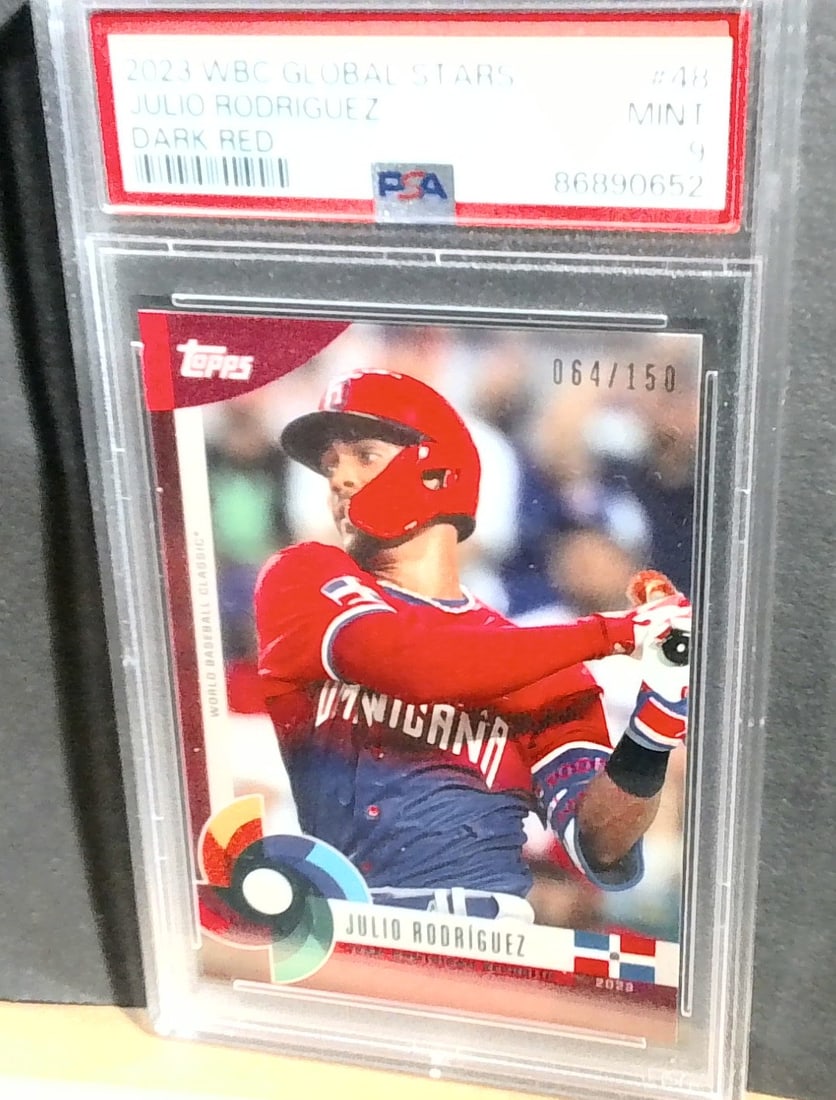 2023 Topps WBC Global Stars Julio Rodriguez Yellow /25 #48 SSP PSA Mint (1 of 2)