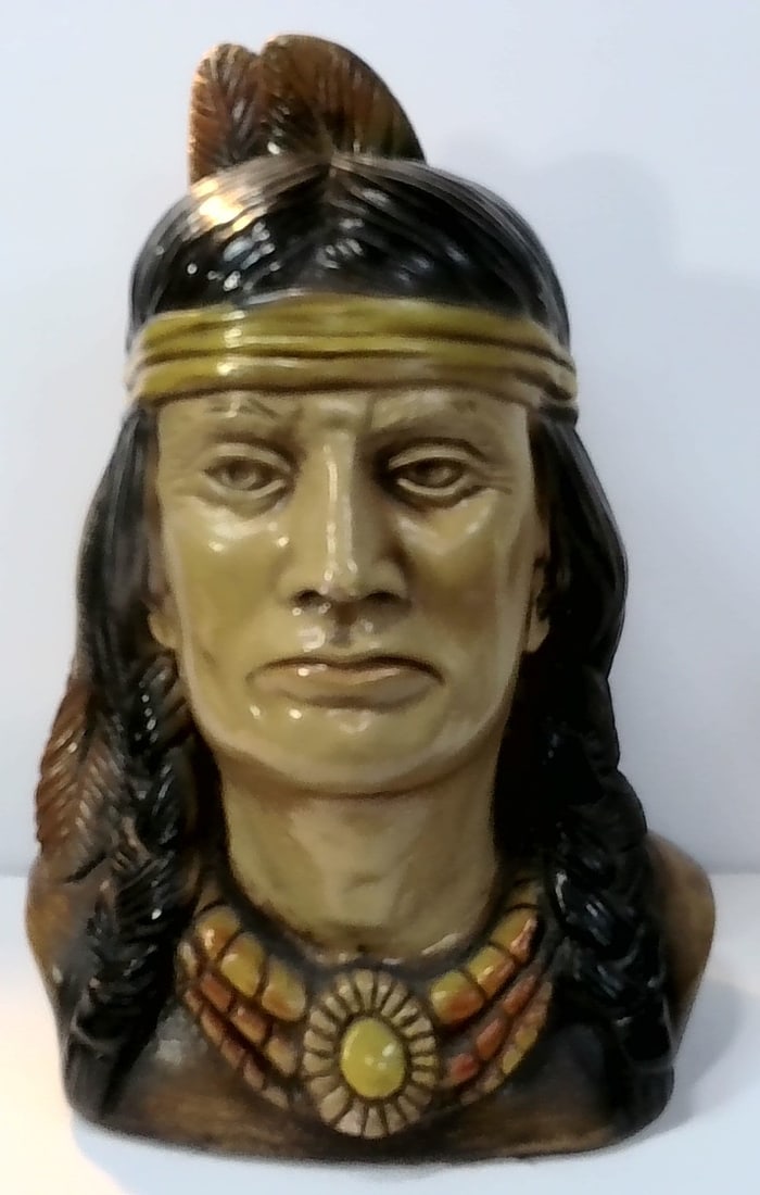 Scarce Spectacular Solid Porcelain Painted Indian Head Marked Home Decor (1 of 5)
