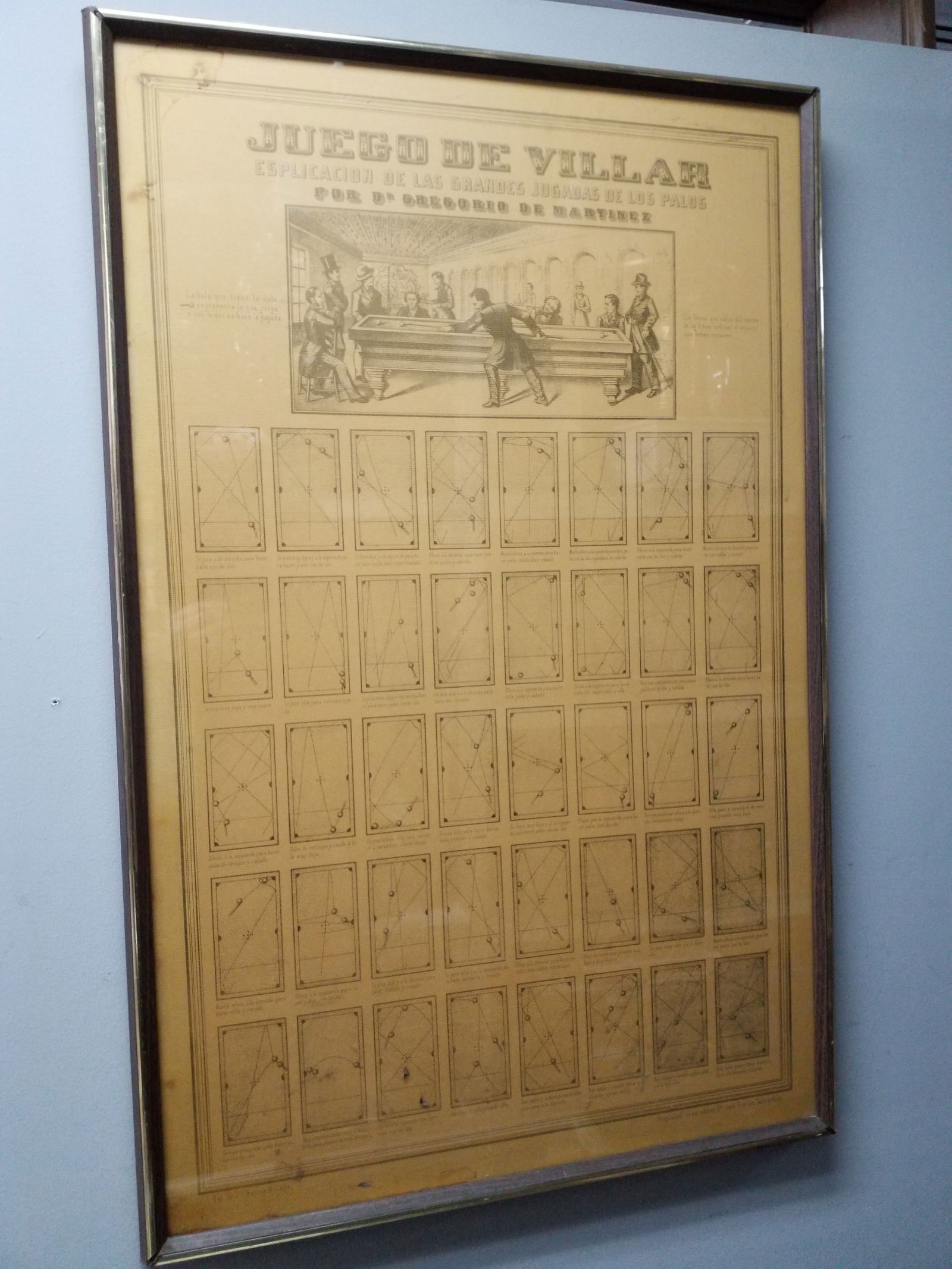 Original Billiard Jose Garcia Shots And Cue Techniques Early Engraved Print Late 19th Century: Late 19th Century - Early 20 th Century, Rare One of Kind Billiard Game Explanations of the Shots and Cue Techniques , Tables by Jose Garcia , and tables shot sequences positions by Mitana Milaga. Ver