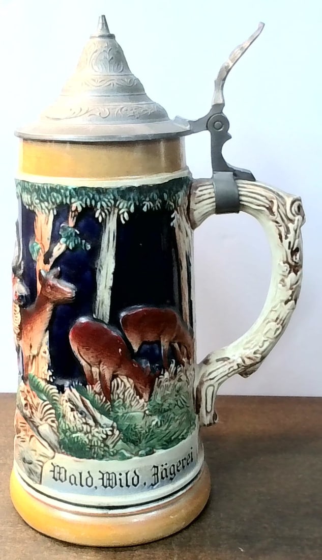 Vintage German Beer Stein Lidded Pewter Top 9.5 inches tall marked West Germany (1 of 5)