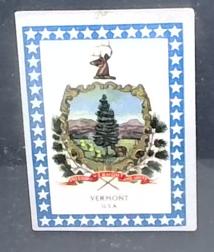 1914 German Tobacco card Coat of Arms National Colors Garbaty Cigarettes Vermont USA: Many Tobacco cards and silks available. Consistently adding new items daily to our Auction. Please keep checking back for new arrivals. Please note any white specks in picture are due to light dust at