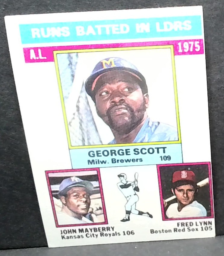 1976 Topps AL Runs Batted In Leaders George Scott/John Mayberry/Fred Lynn #196: Most cards are mint unless otherwise noted. Many other cards available. Items being added daily to our sale. Please keep checking back often for more recent arrivals.