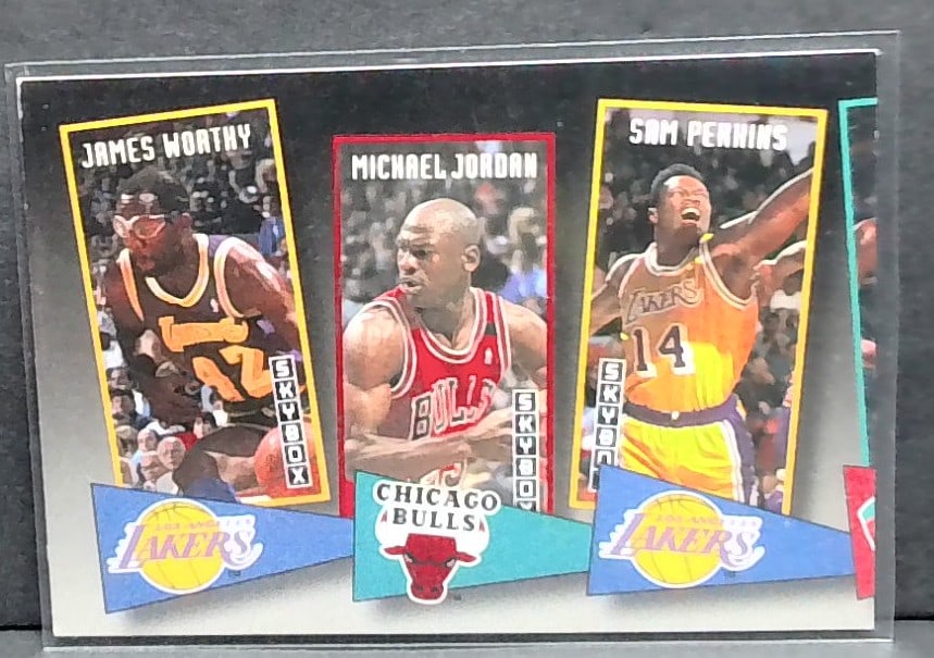 James Worthy/Michael Jordan/Sam Perkins 1992-93 SkyBox School Ties A #ST16 (1 of 2)