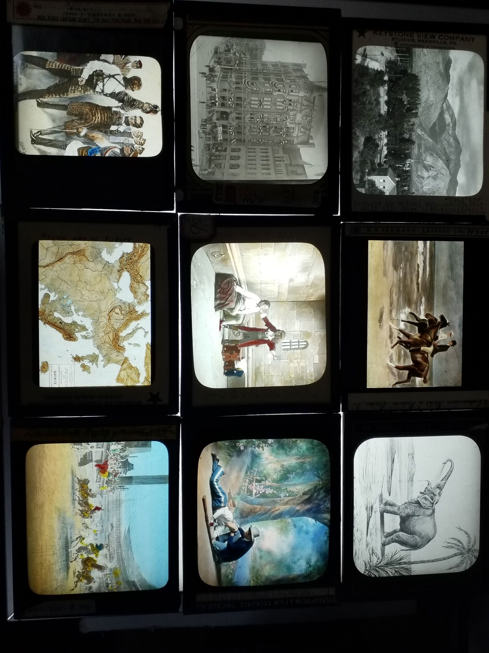 19th Century lot of 9 Magic Lantern Slides Fairly Tales Ben Hur odd Fellows Order (1 of 1)