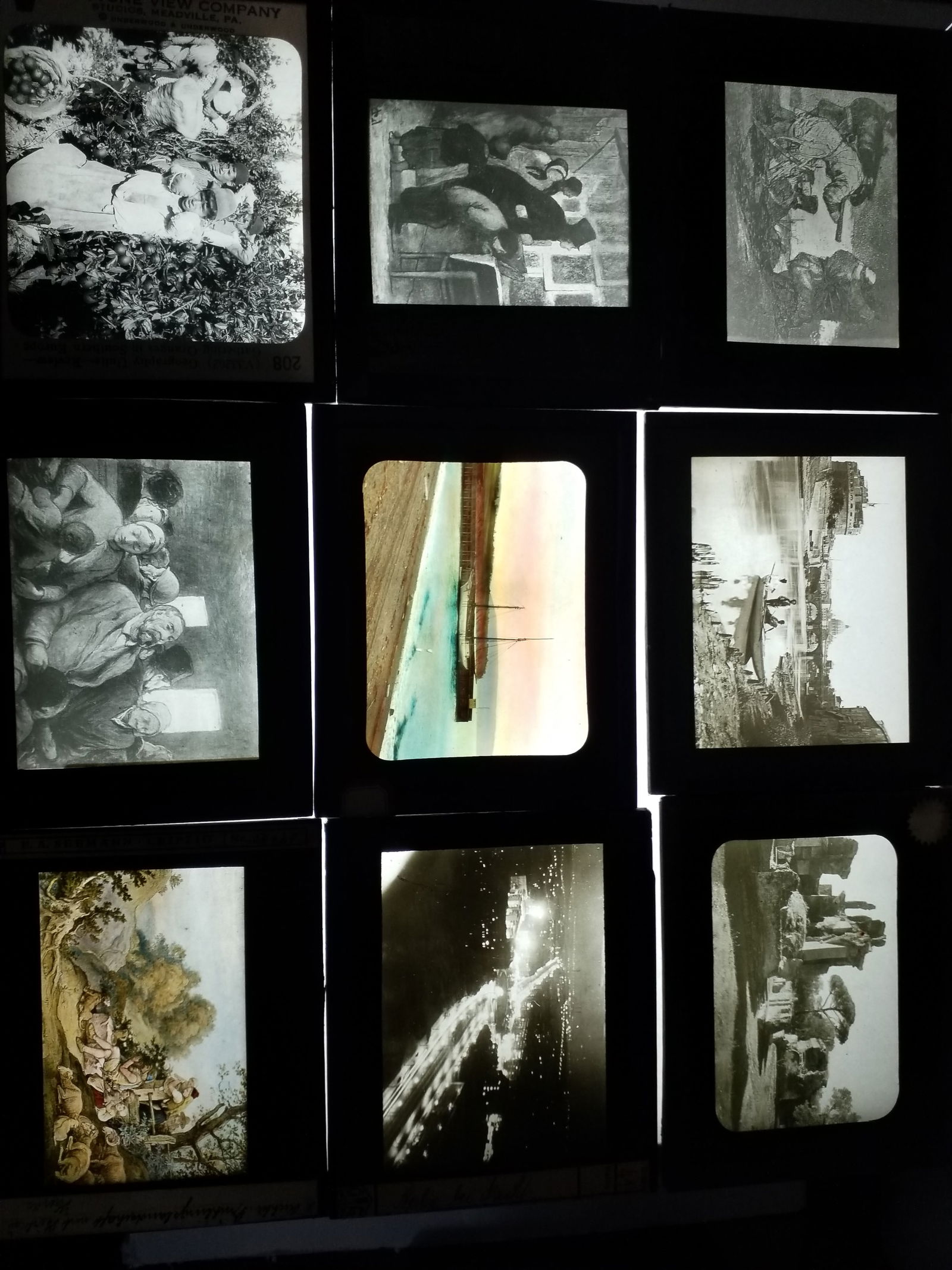An Nice Array of 9 Magic Lantern Slides from the 19th Century, Beautiful Scenes (1 of 2)