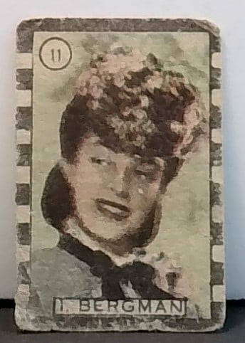 1940s Ingrid Bergman NANNINA FIGURINE TECNICOLOR HAND-CUT Cinema Film Stars Card: A scarce Beautiful film strip card in top loader with sleave, VG, Please inspect pictures.
