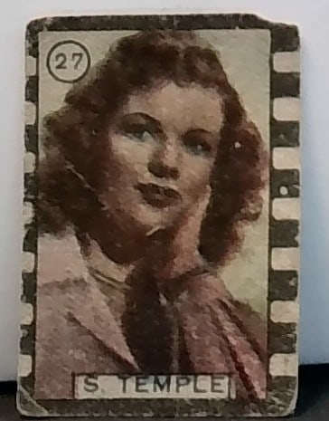 1940s Shirley Temple NANNINA FIGURINE TECNICOLOR HAND-CUT color Cinema Film Stars Card (1 of 2)