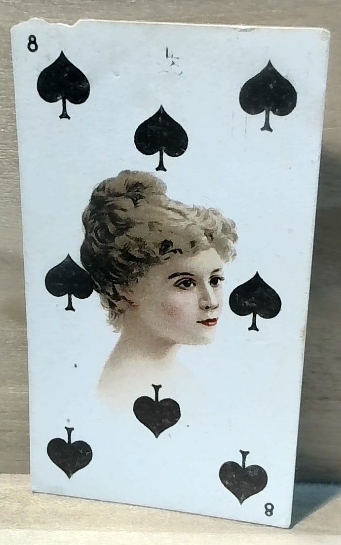1910 British American Tobacco card Actress 8 of Spades (1 of 2)