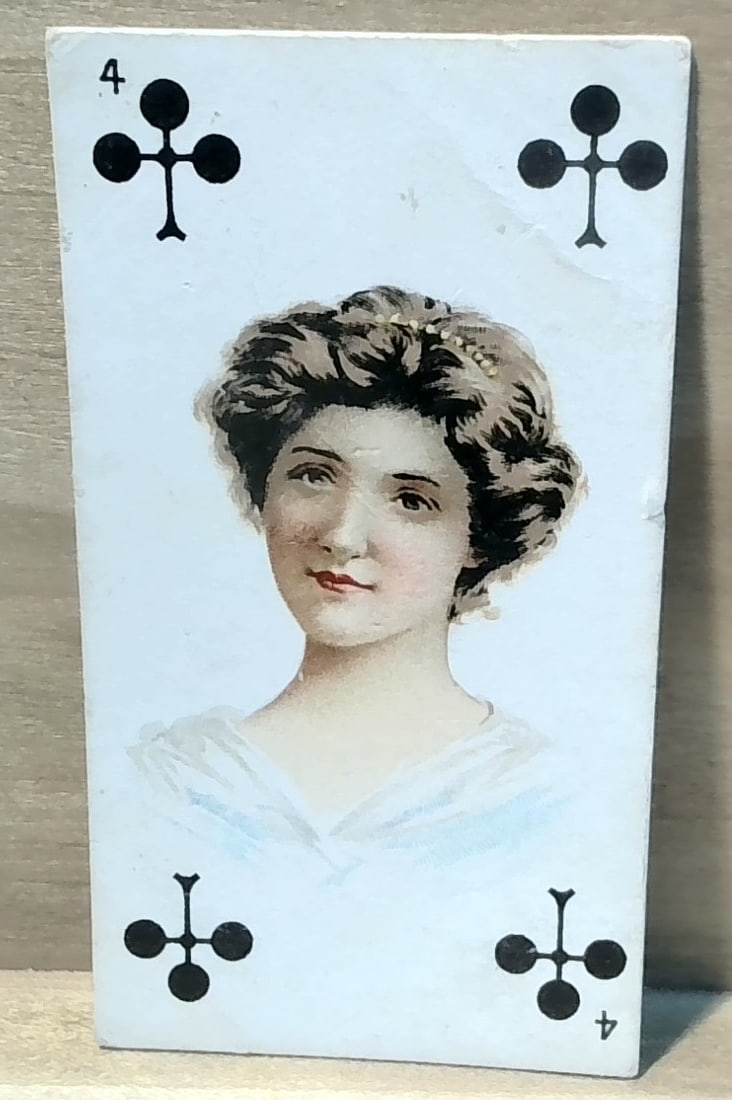 1910 British American Tobacco card Actress 4 of Clubs (1 of 2)