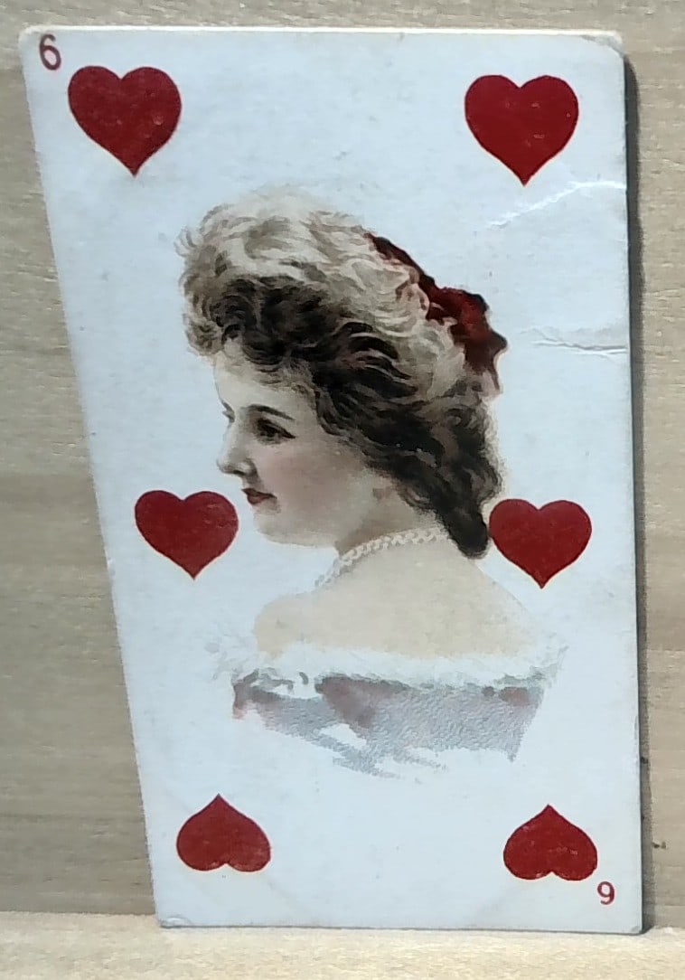 1910 British American Tobacco card Actress 6 of Hearts (1 of 2)