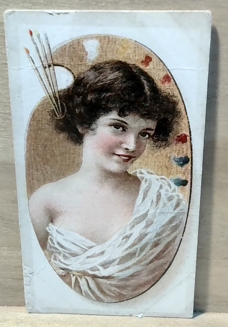 1900 British American Actress Artist Pallet Tobacco Cigarette card: A scarce Beautiful tobacco card single card. VG, Please inspect pictures.