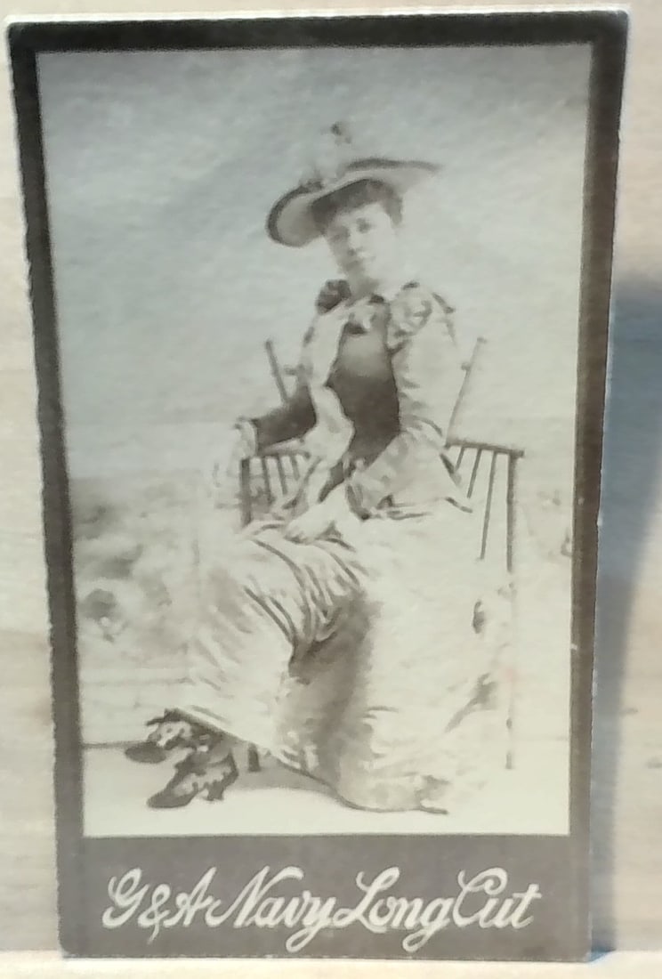 1880s G.W. Gail & Ax's Navy U.S. Real Photo Fashionable Lady , Hat Tobacco Card Cigarette card: A scarce Beautiful tobacco card single card. VG, Please inspect pictures.