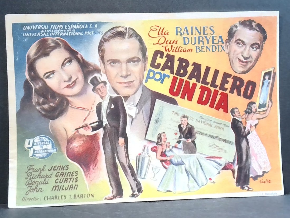 White Tie and Tails 1946 William Bendix Dan Duryea ORIGINAL SPANISH MOVIE HERALD (1 of 2)