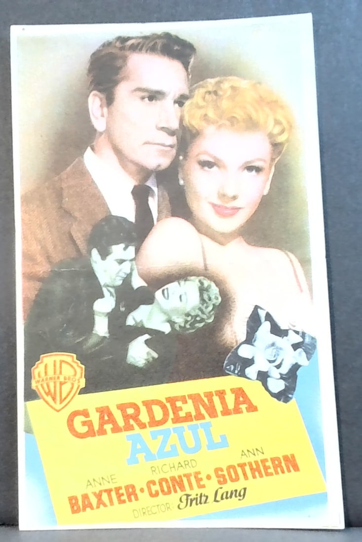 The Blue Gardenia Anne Baxter Richard Conte Fritz Lang 1953 ORIGINAL SPANISH MOVIE HERALD (1 of 2)