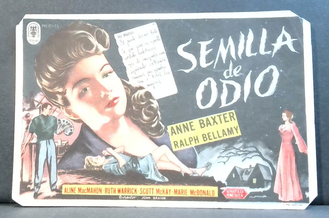 Seed of Hate Anne Baxter Ralph Bellamy 1944 ORIGINAL SPANISH MOVIE HERALD (1 of 2)