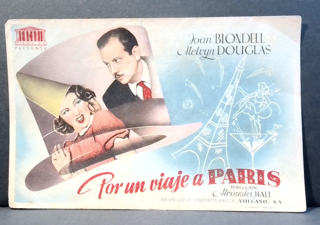 Good Girls Go to Paris Joan Blondell Melvyn Douglas 1939 Spanish Movie Herald: In Good Condition From the First release of this movie in Spain and other countries, Beautiful Artwork.Original Spanish Movie Herald- Please note that Spanish heralds, like U.S. heralds, were printed