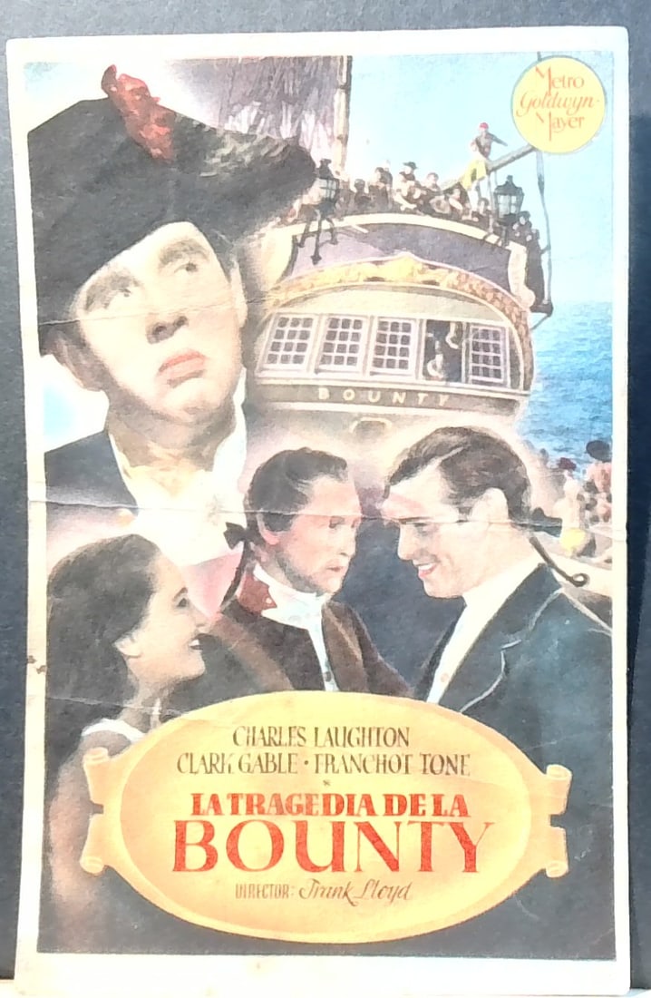 Mutiny On The Bounty Clark Gable Charles Laughton Original 1935 Spanish Movie Herald (1 of 2)