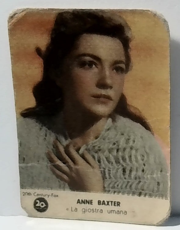Anne Baxter in the "Human Carousel" 1930s Hollywood Color Real Photo Illm Milano Card: In very good condition overall. Scarce Film Strip card. Please inspect pictures.