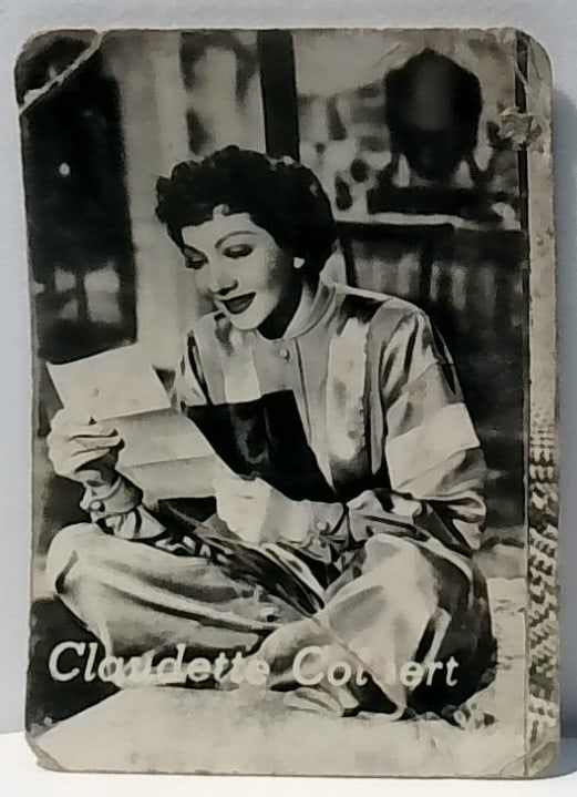 Claudette Colbert Original 1930s Italian Dolcificio Lombardo Real photo Film Trade card (1 of 2)