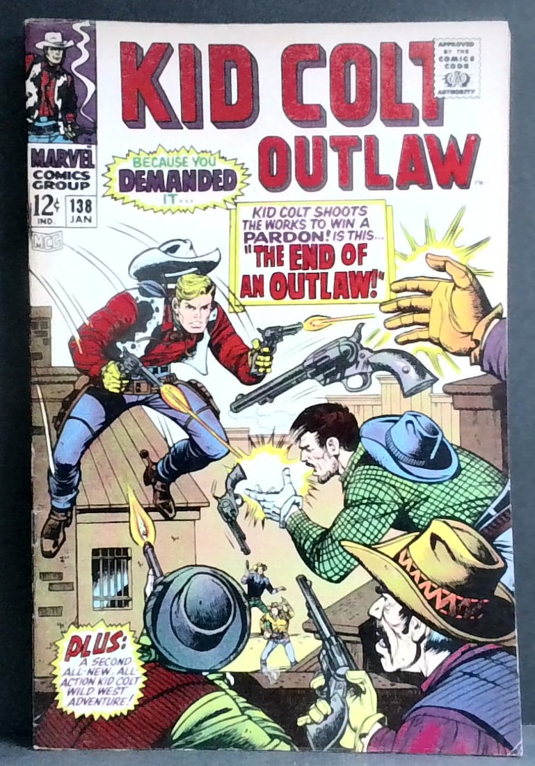 KID COLT OUTLAW #138 1968 -The End Of An Outlaw MARVEL COMICS WESTERN Vg-Vg+ (1 of 2)