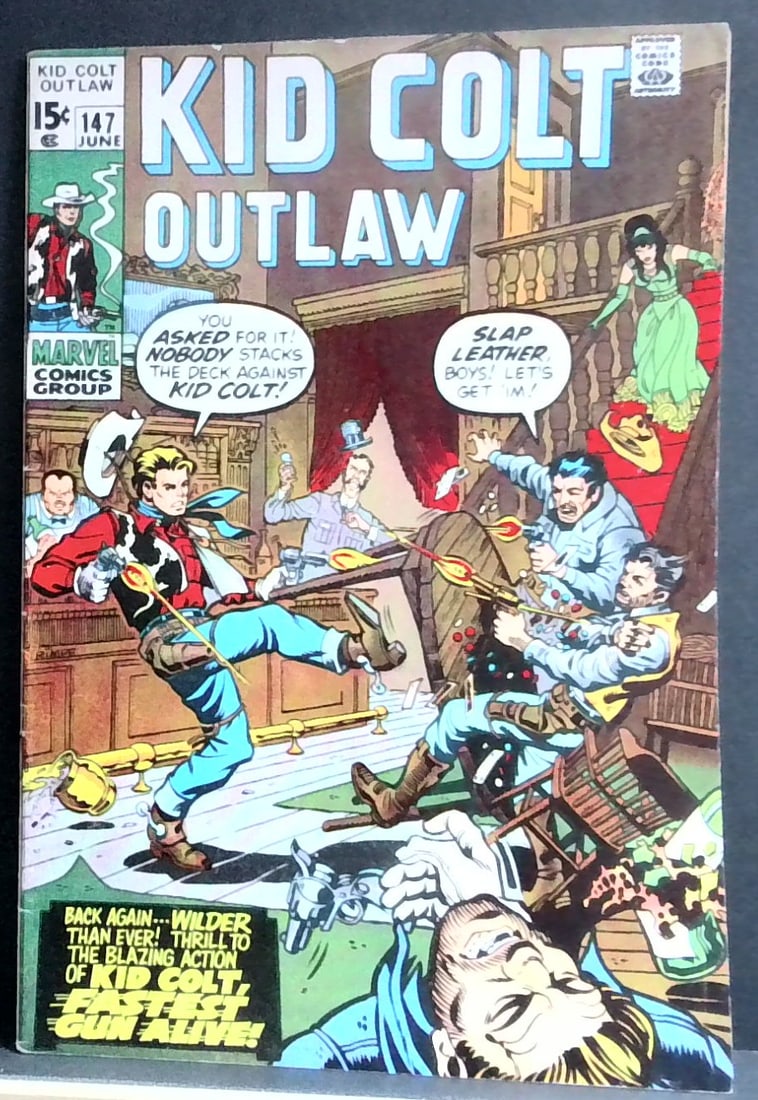 Kid Colt Outlaw #147 Marvel Comics 1970 Comic Book Kid Colt Fastest Gun-Alive VG+ (1 of 2)