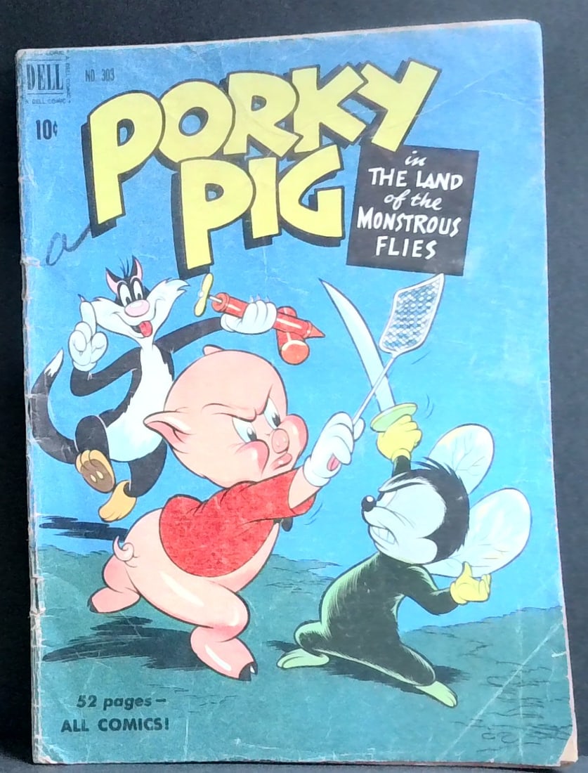 Four Color #303 Porky Pig in the Land of the Monstrous Flies (Dell Comics 1950 G-VG (1 of 2)