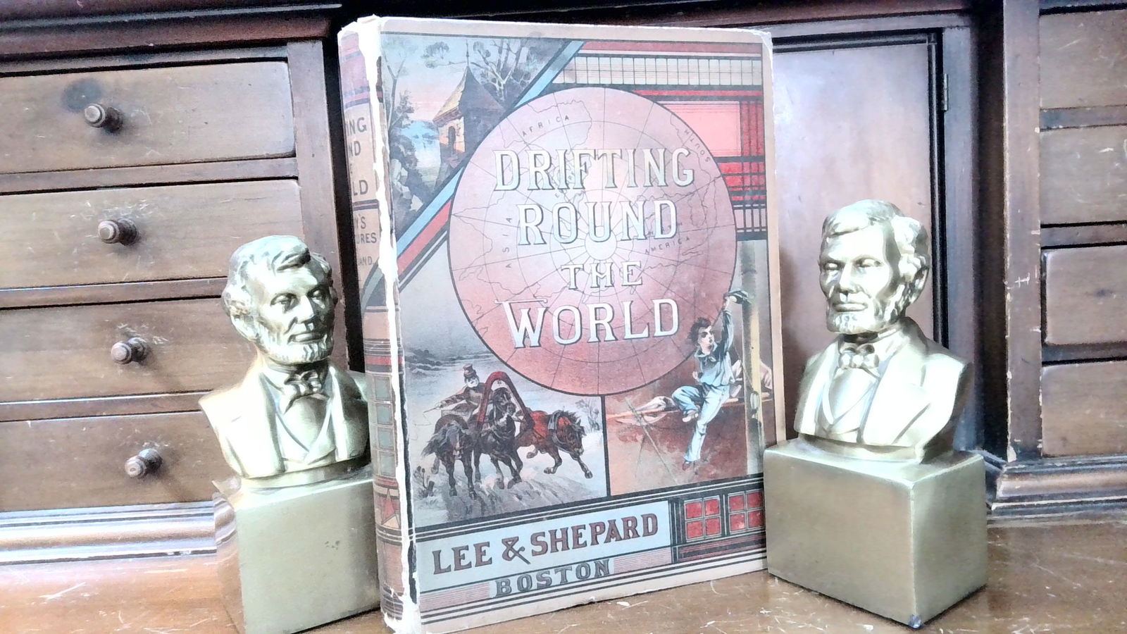 Drifting Around the World Boys Adventures Sea and Land by Capt. Hall 1882 1st ed: Published in 1882 by Lee & Shepard, Boston,in text engravings., first edition, many in text lovely woodcuts many great stories of the sea and land in this one. Please view pictures for content and add