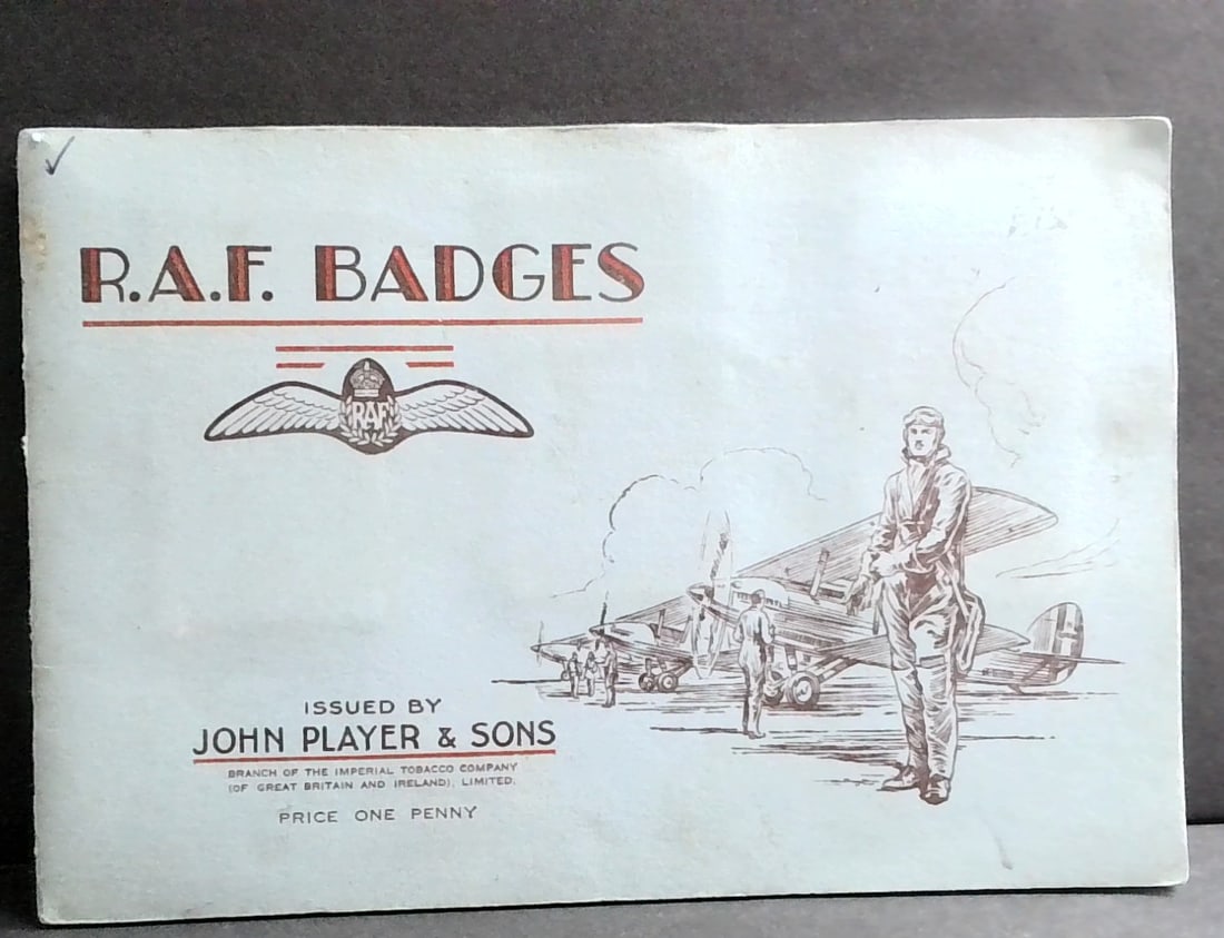 1930s , 50 Card Album Set R.A.F. Badges John Player & Sons: Complete cards set affixed in original card album.