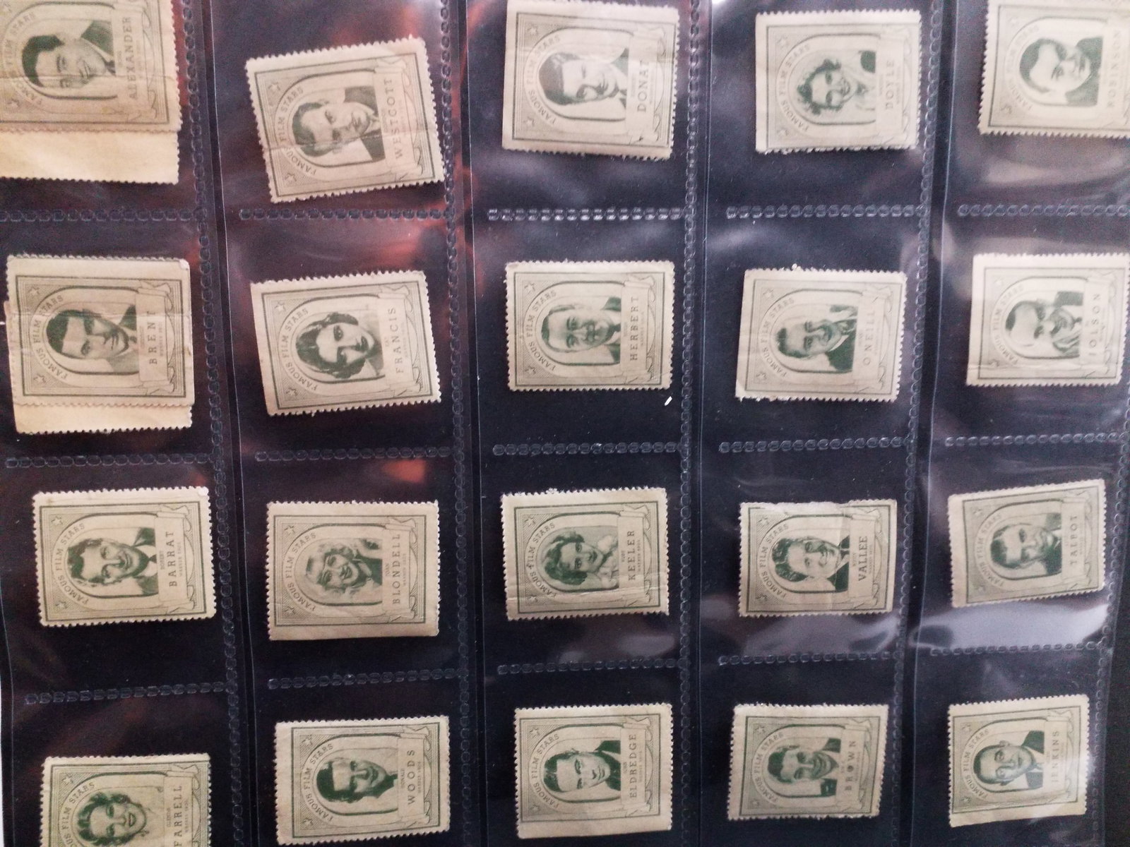 An Exquisite Collection of 1920s -30s Tobacco Stamps Joan Blondell Edward G. Robinson etc: Large Format, Nice Sheeted Collection of Tobacco cards.