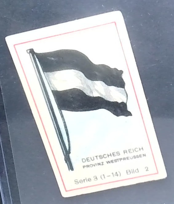 1915 German Tobacco card Who knows the countries knows the flags Deutsches Reich West Prussia (1 of 2)