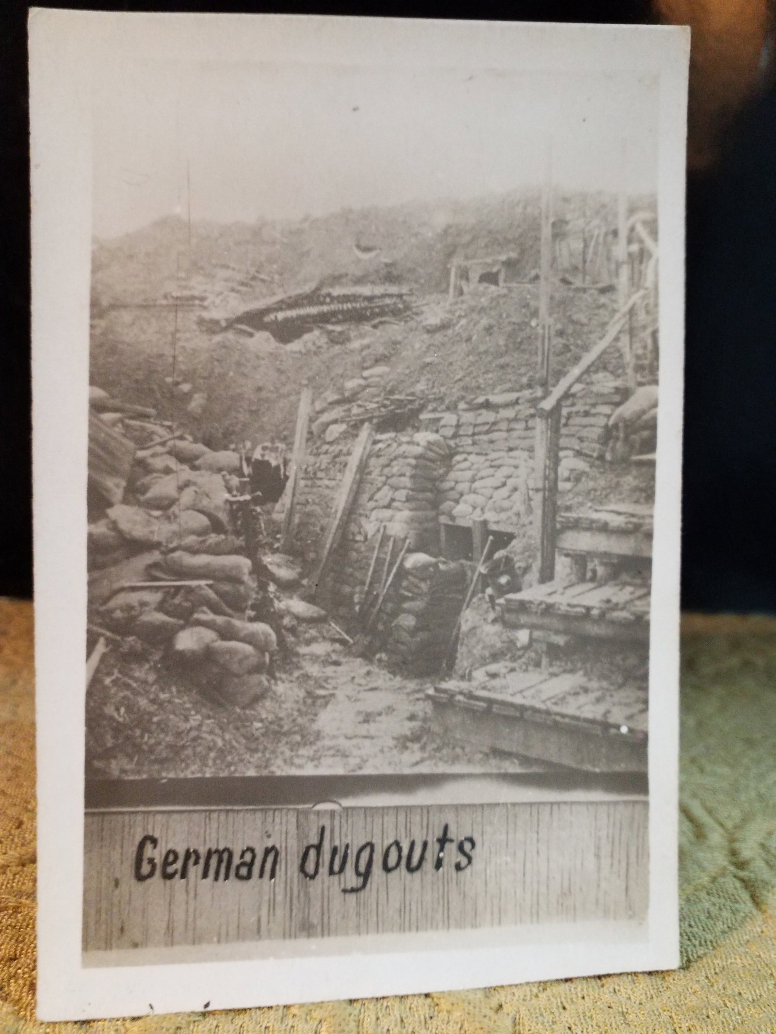 Original WWI RPPC Real Photo Postcard Of German Trench Dugouts (1 of 2)