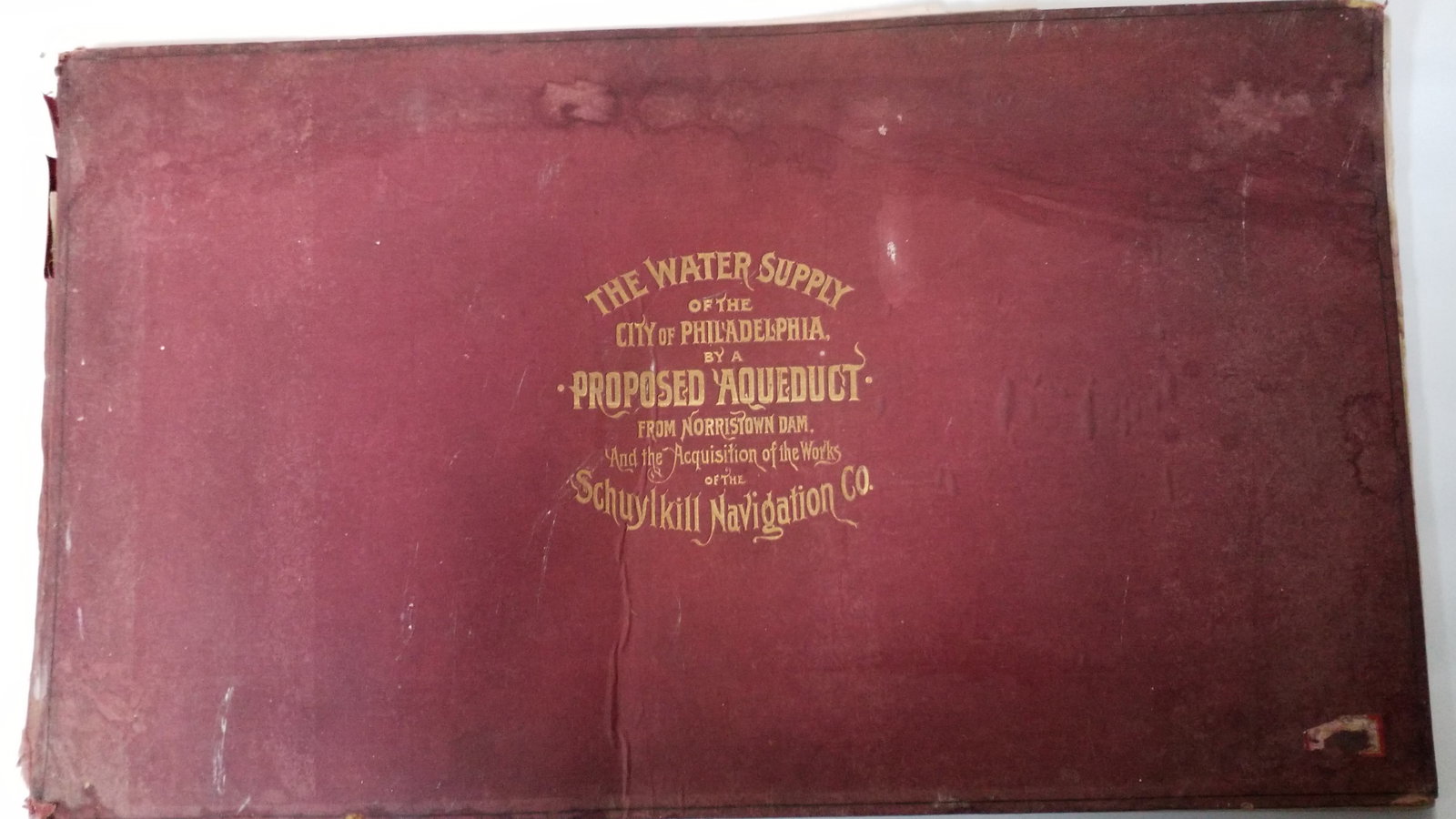 RARE MAP Book Atlas of the City of Philadelphia Proposed Aqueduct 1891 Huge color Maps ,Valley Forge: Valley Forge, Fairmount Park, etc, Perhaps the one complete book in existence a very large clothbound oblong book measuring approx 28 inches by 17 inches when closed, some of the maps in this book fol