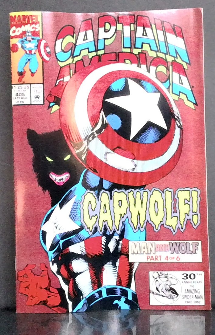 Captain America 405 Man and Wolf Capwolf Part 4 of 6 Comics 1992 Higher Grade Marvel NM-MNT: In super condition. All Comics come bagged and boarded, Please view pictures. Comic books being added daily to this current sale. Please check back often. We Gladly Combine multiple winnings for shipm