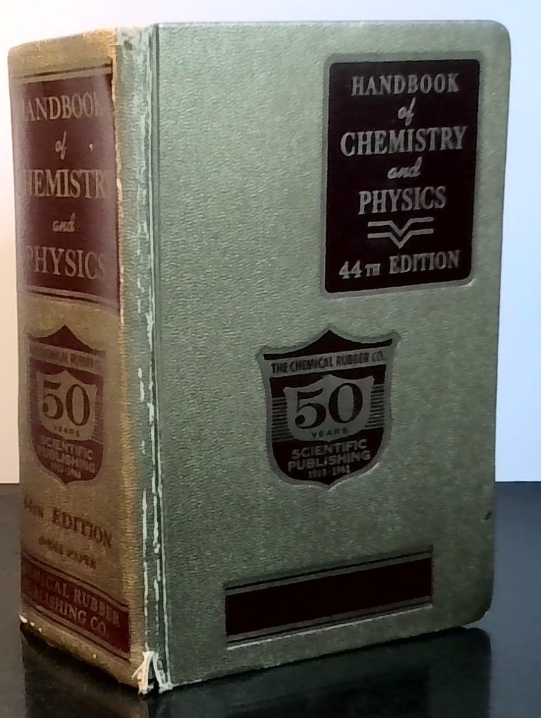 Handbook of Chemistry and Physics 44th Edition Publ. by The Chemical Rubber Co. 1962: Over 3,500 Pages! Hardcover, published by Houghton Mifflin sturdy book, internally bright, hardcover overall in good condition. Please view all pictures for further condition and content details. More