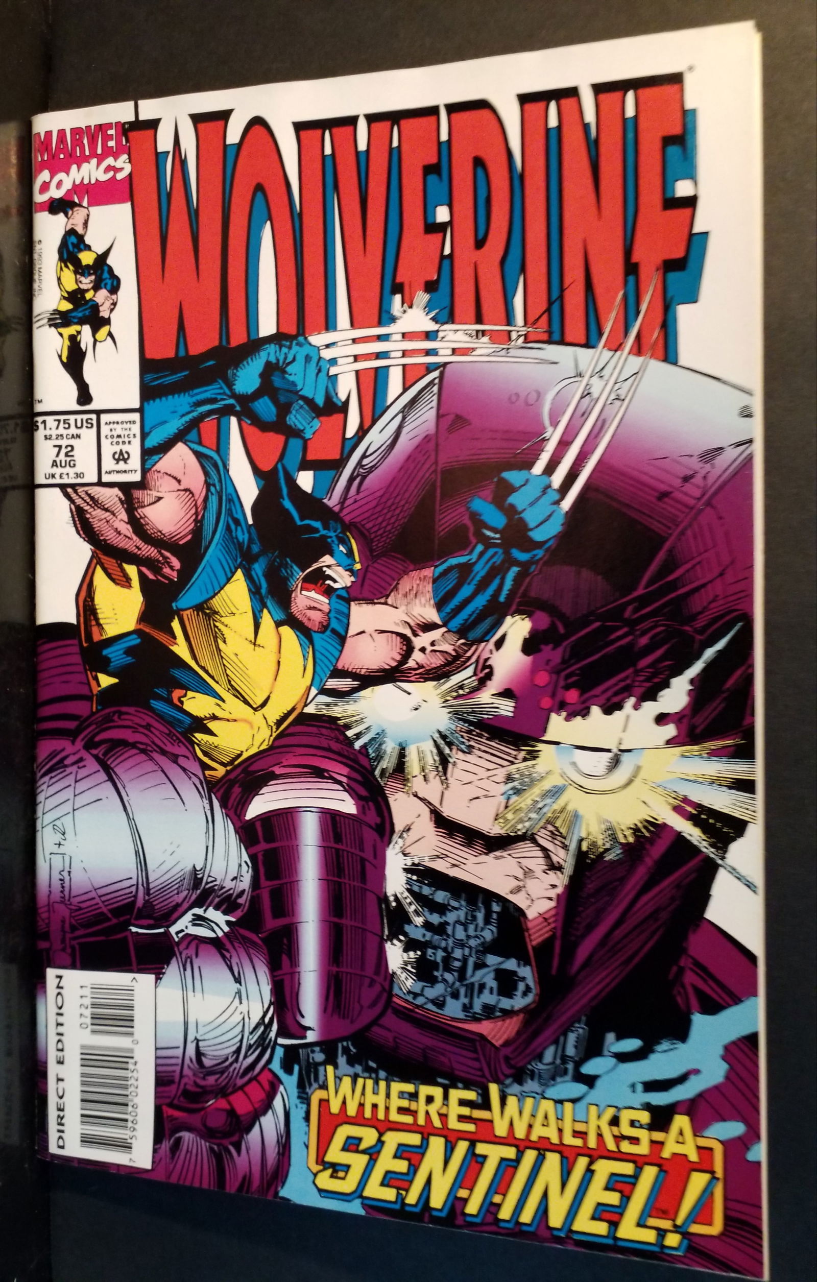 Wolverine #72 Direct Marvel 1993 Logan X-Men Adamantium Sentinels Appear F-VF (1 of 2)