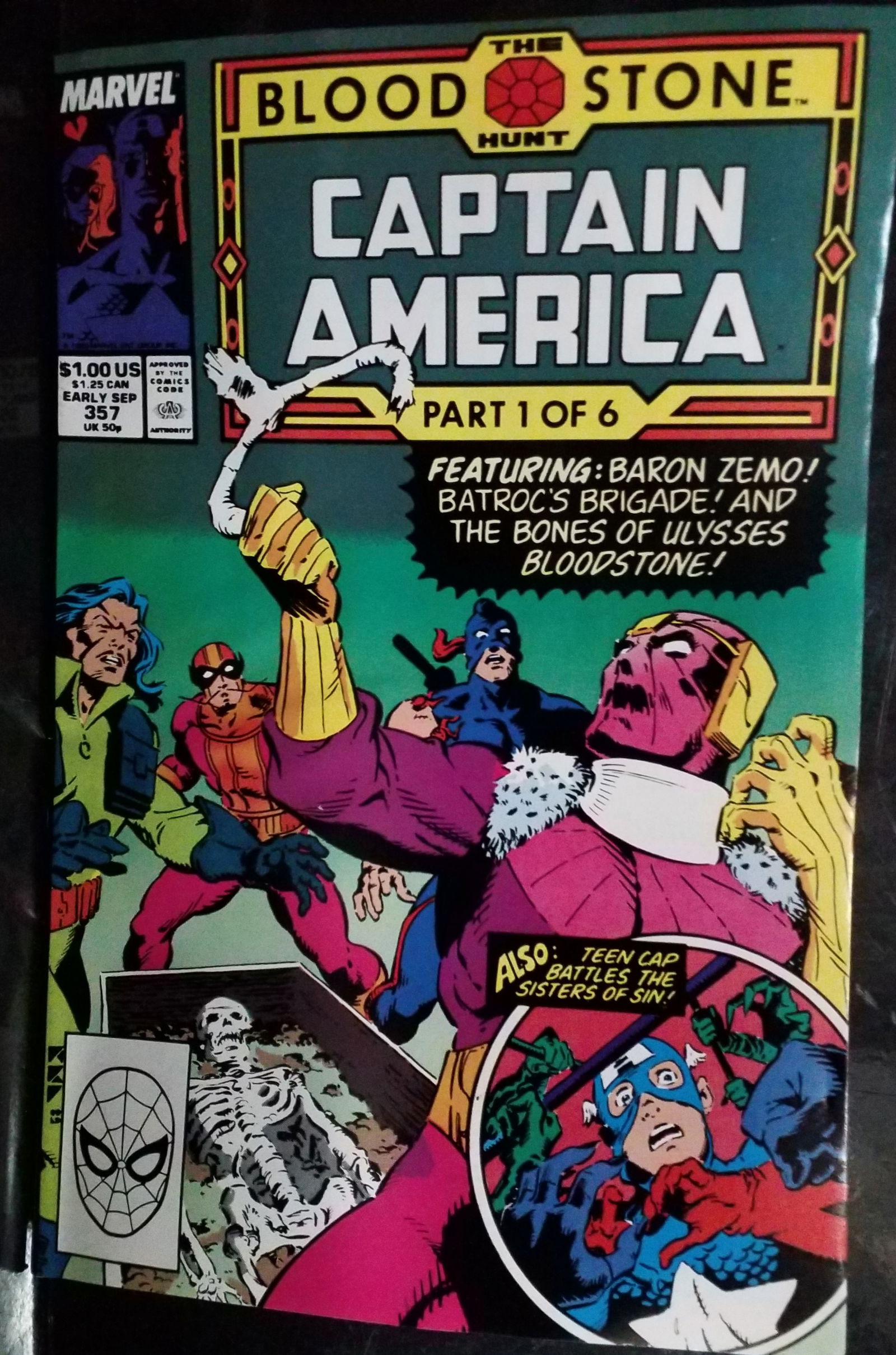 Captain America #357 1989 Marvel Comics Bloodstone Hunt Part 1 Zemo VF+-NM: A Higher Grade comic. Although we are not comic book graders the majority of the comic books in this sale are in exceptional condition. All Comics come bagged and boarded, Please view pictures. Comic